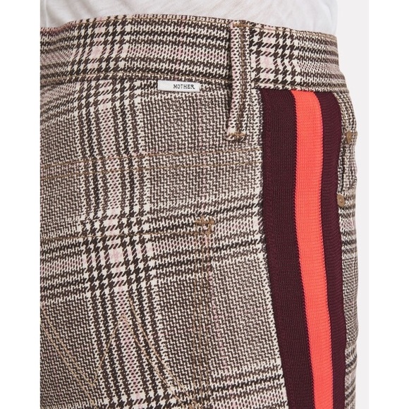 NWT MOTHER 90s Plaid Check High Rise Sporty Stripe Kick Flare Leg Ankle Jean 26 - Picture 12 of 12